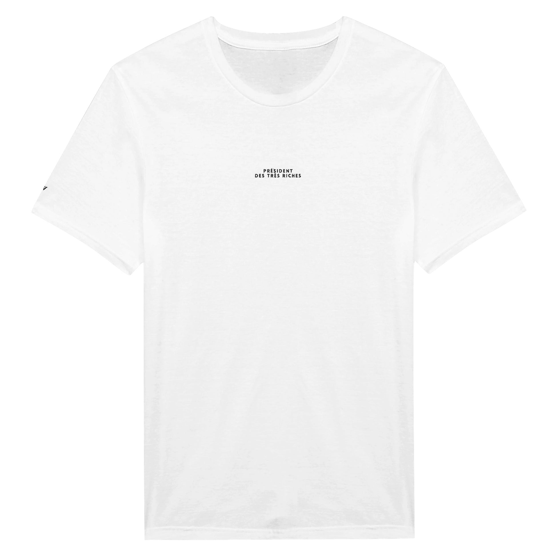 t-shirt blanc brodé président des très riches références politique macron
