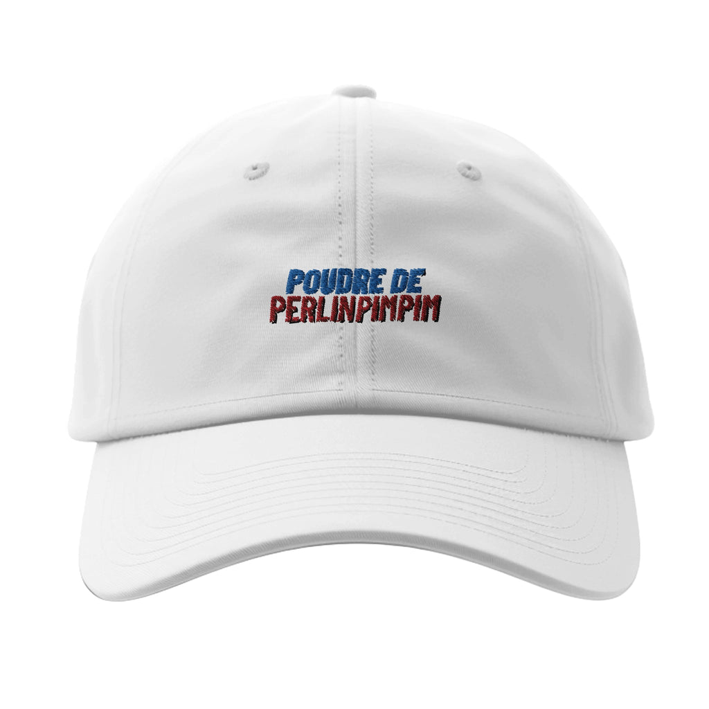 casquette blanche brodée poudre de perlinpimpim référence politique macron
