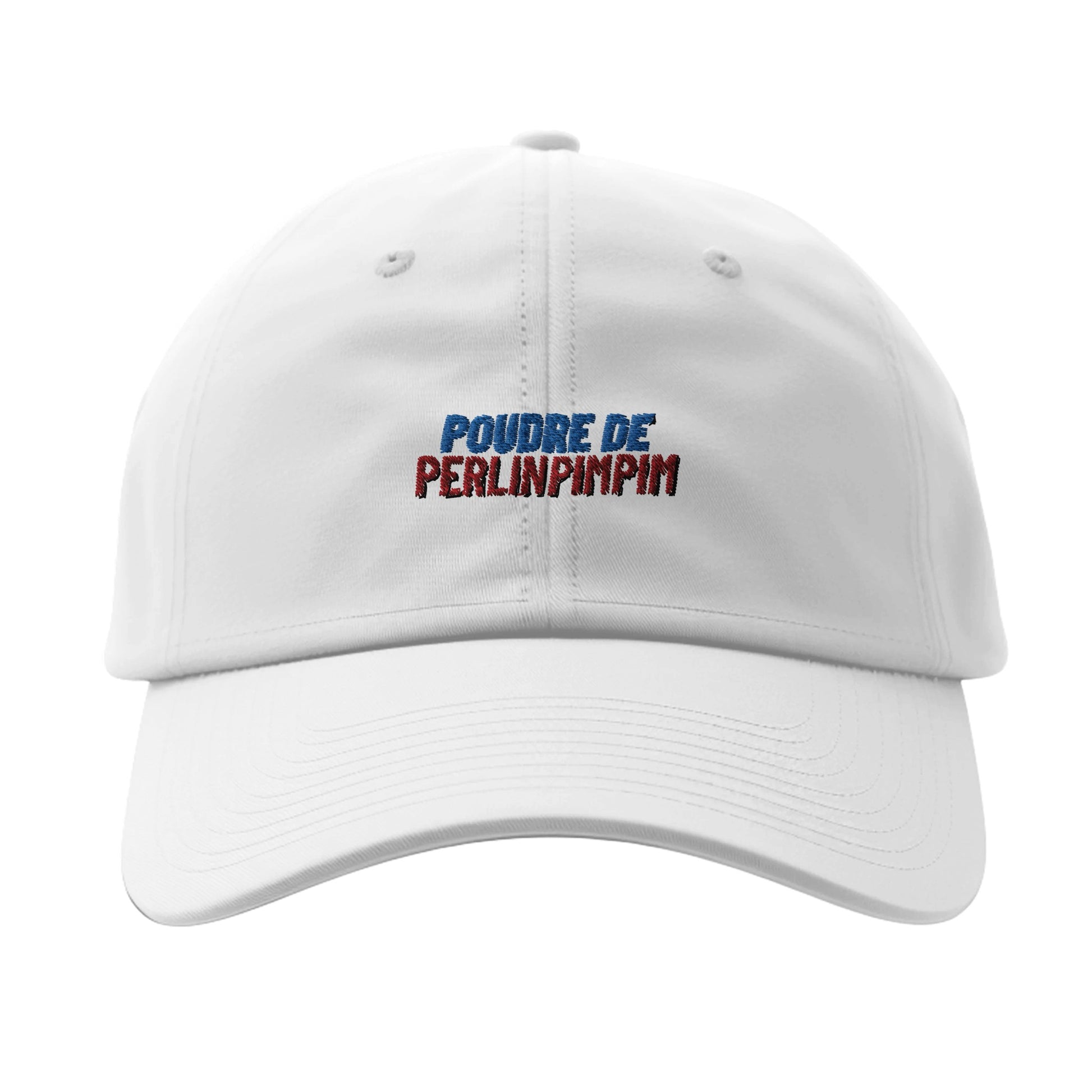 casquette blanche brodée poudre de perlinpimpim référence politique macron