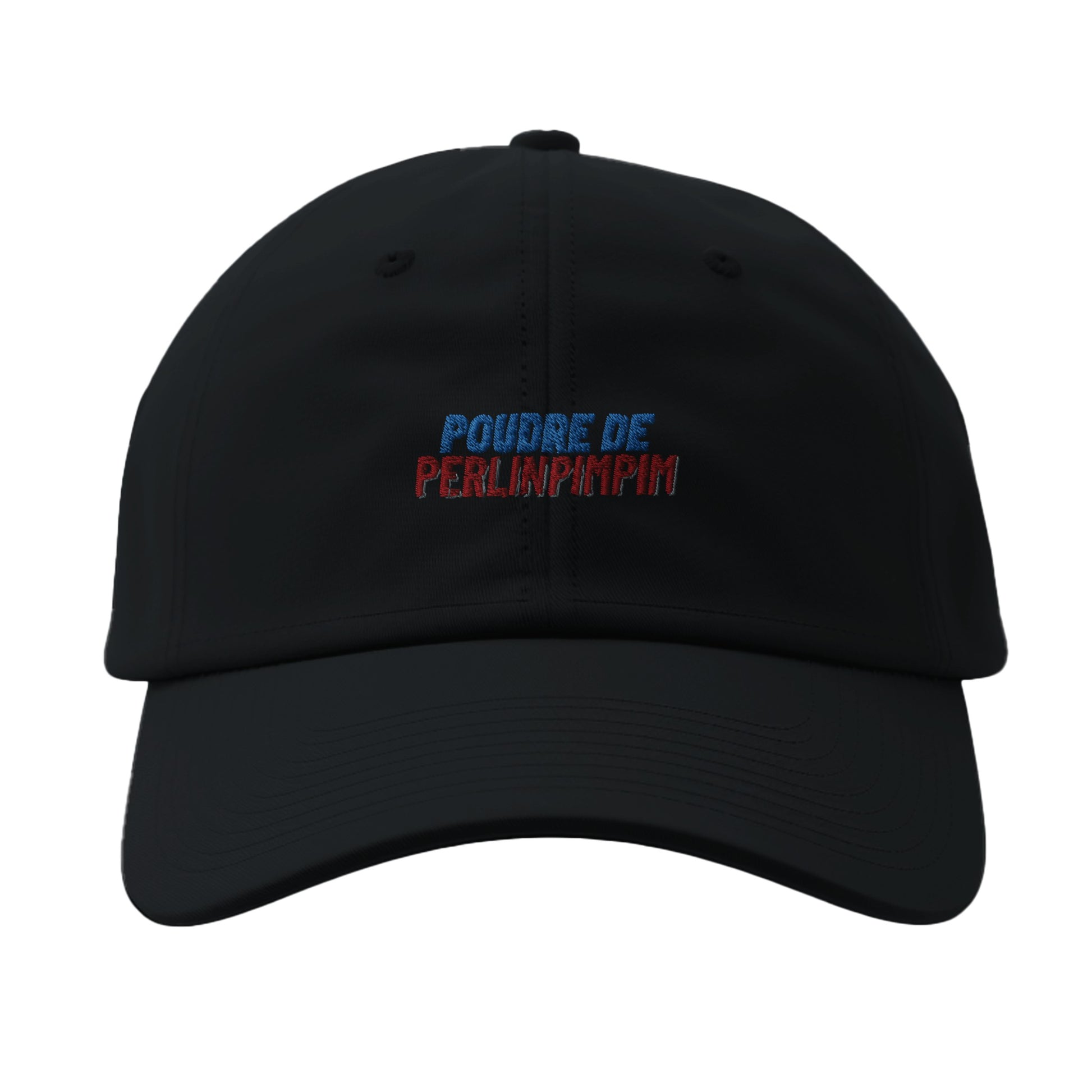 casquette noir brodée poudre de perlinpimpim référence politique macron