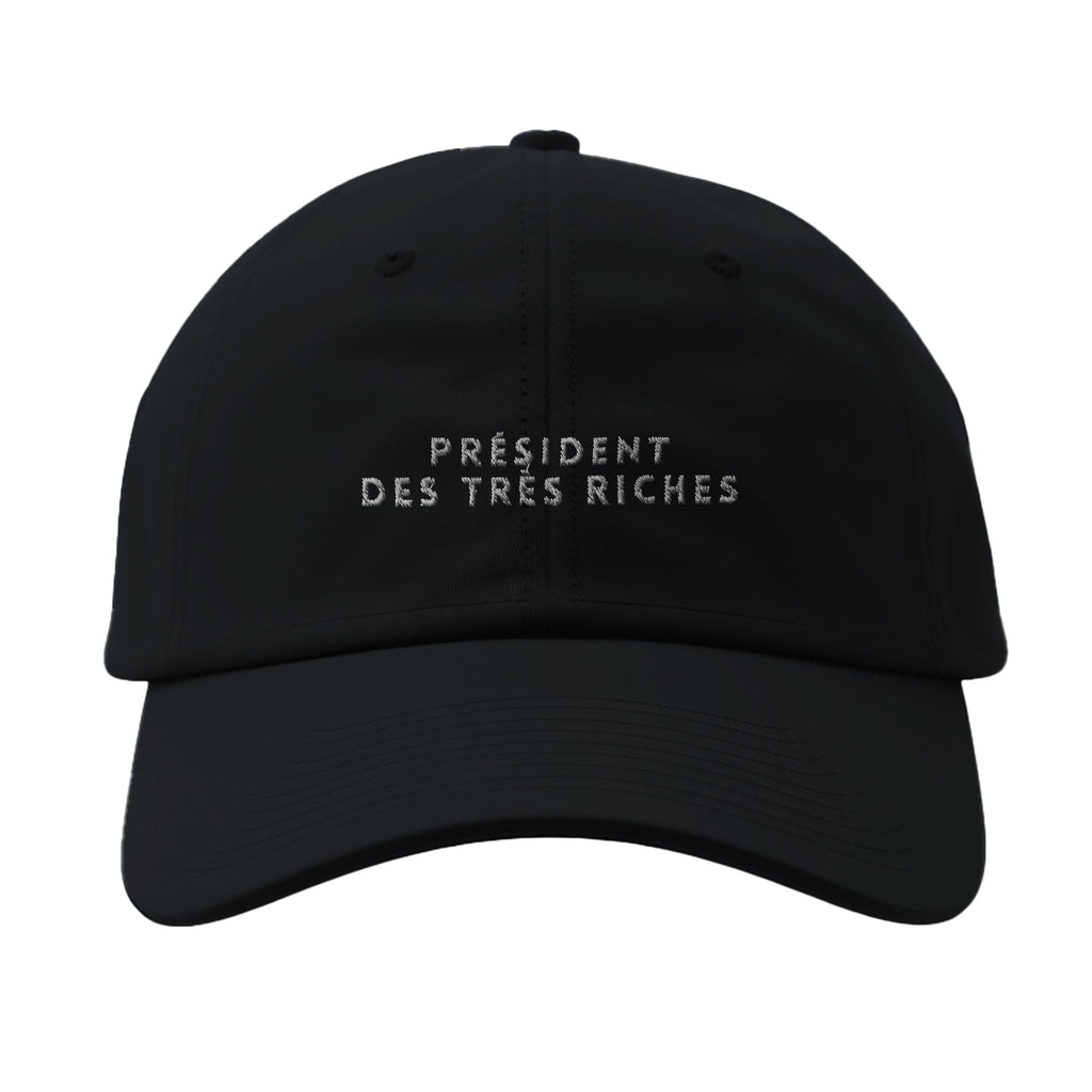 casquette noir brodée président des très riches référence politique macron