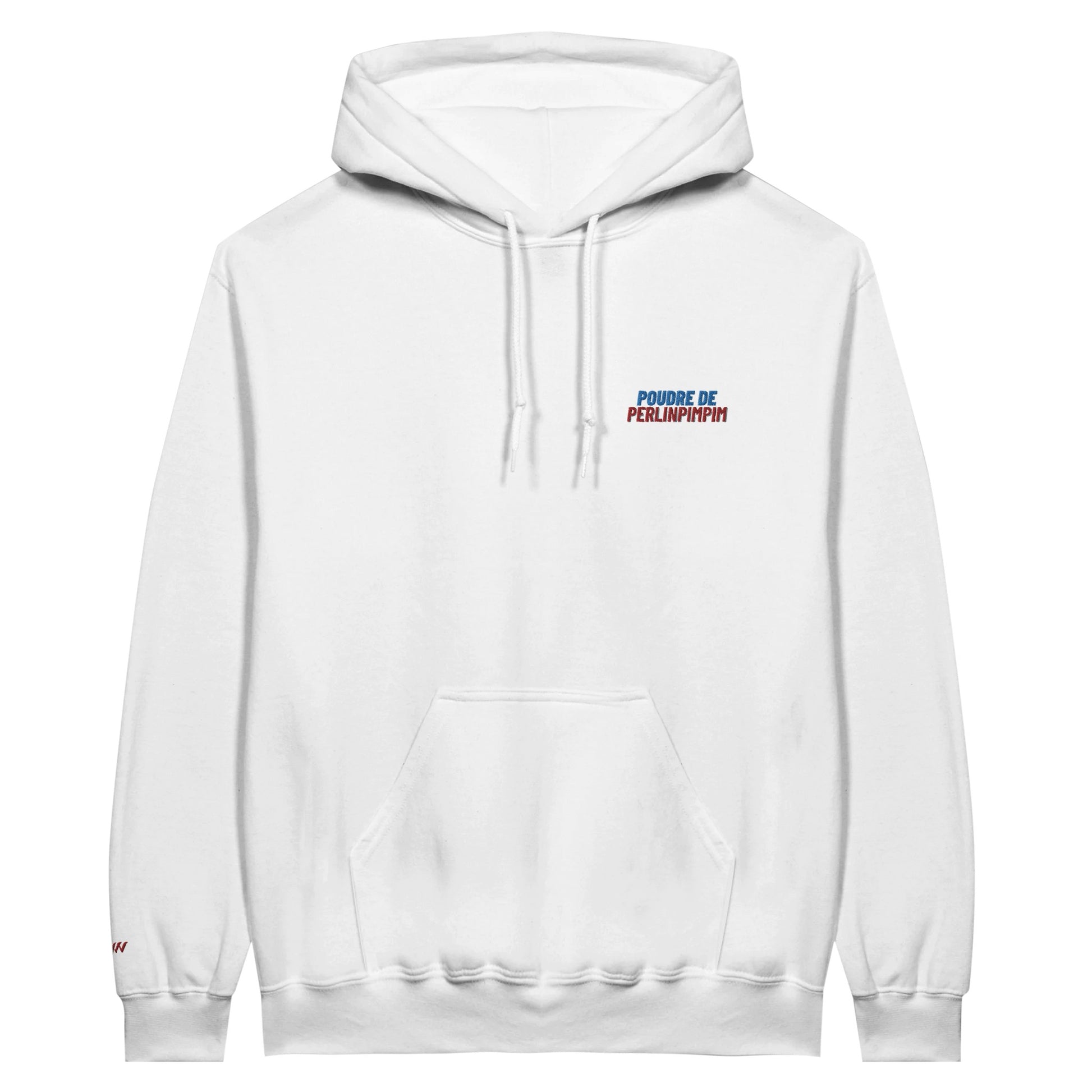 sweat blanc brodé poudre de perlinpimpim référence politique macron