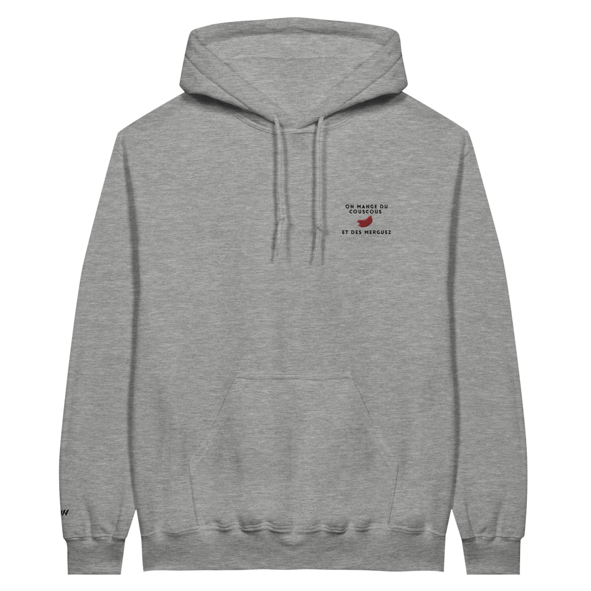 sweat gris clair couscous merguez brodé référence politique melenchon
