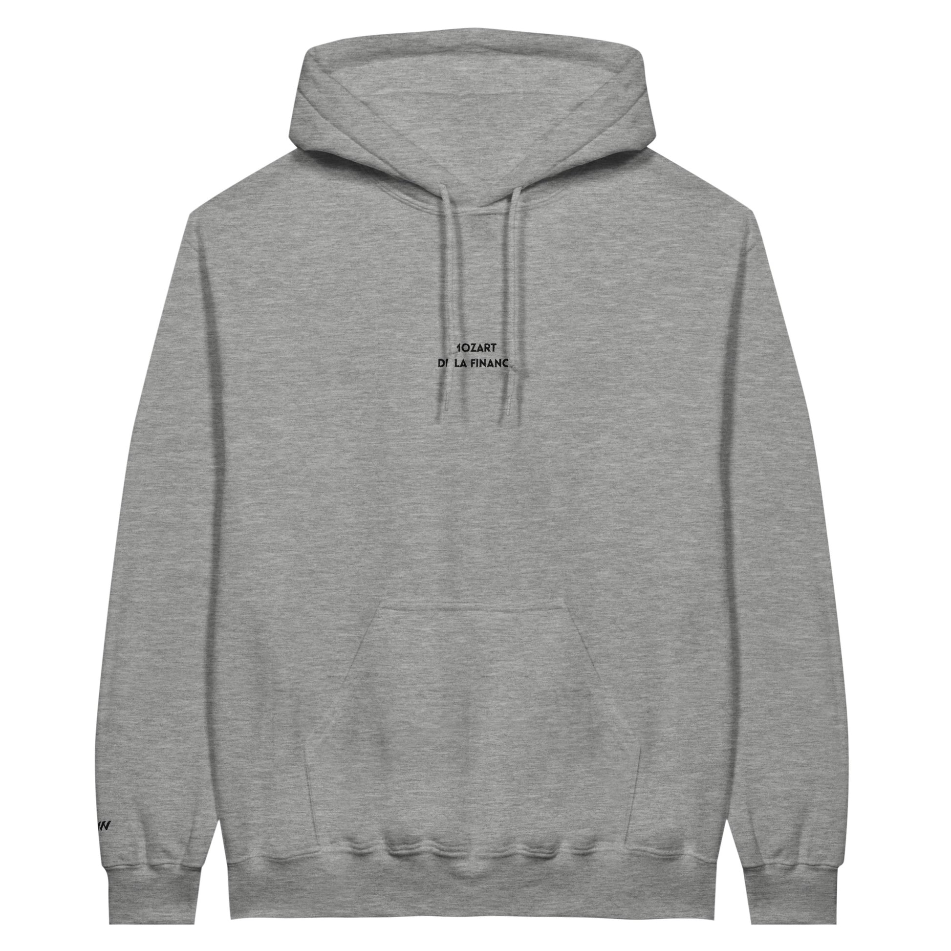sweat gris clair brodé mozart de la finance referece politique macron