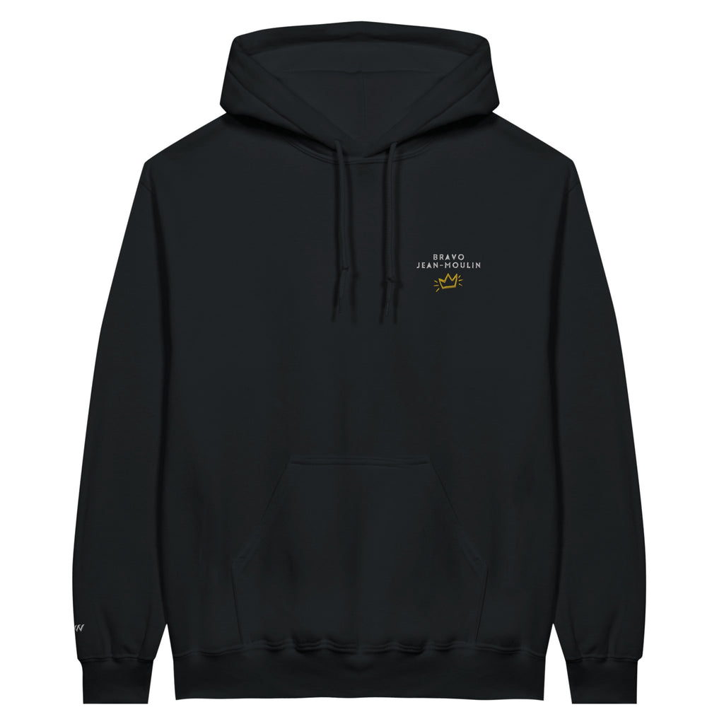 sweat noir brodé bravo jean moulin référence politique bardella
