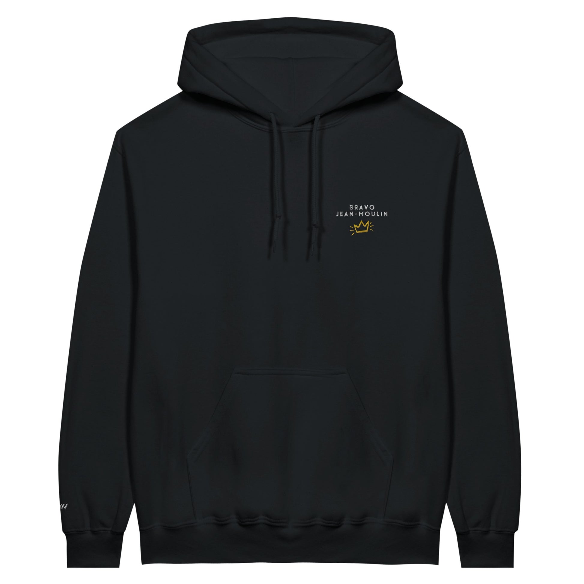 sweat noir brodé bravo jean moulin référence politique bardella