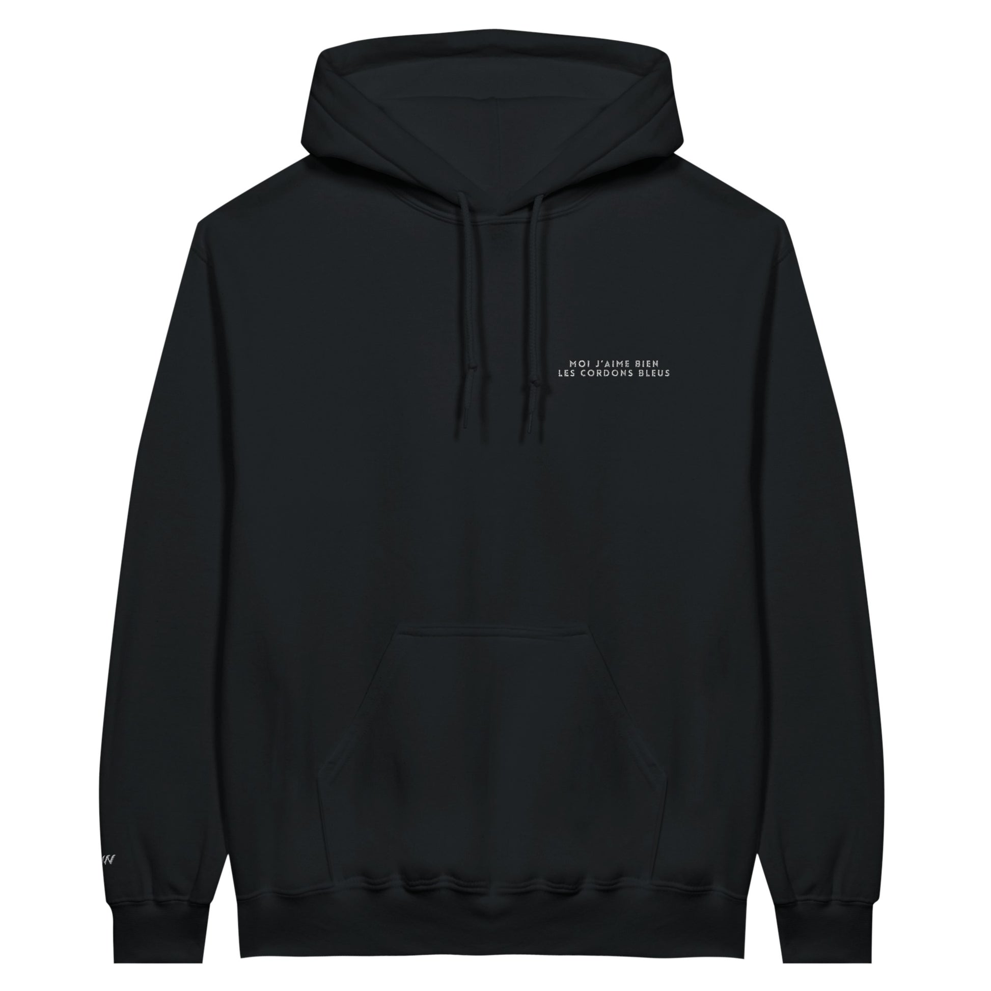 sweat noir j'aime bien les cordons bleus brodé référence politique macron