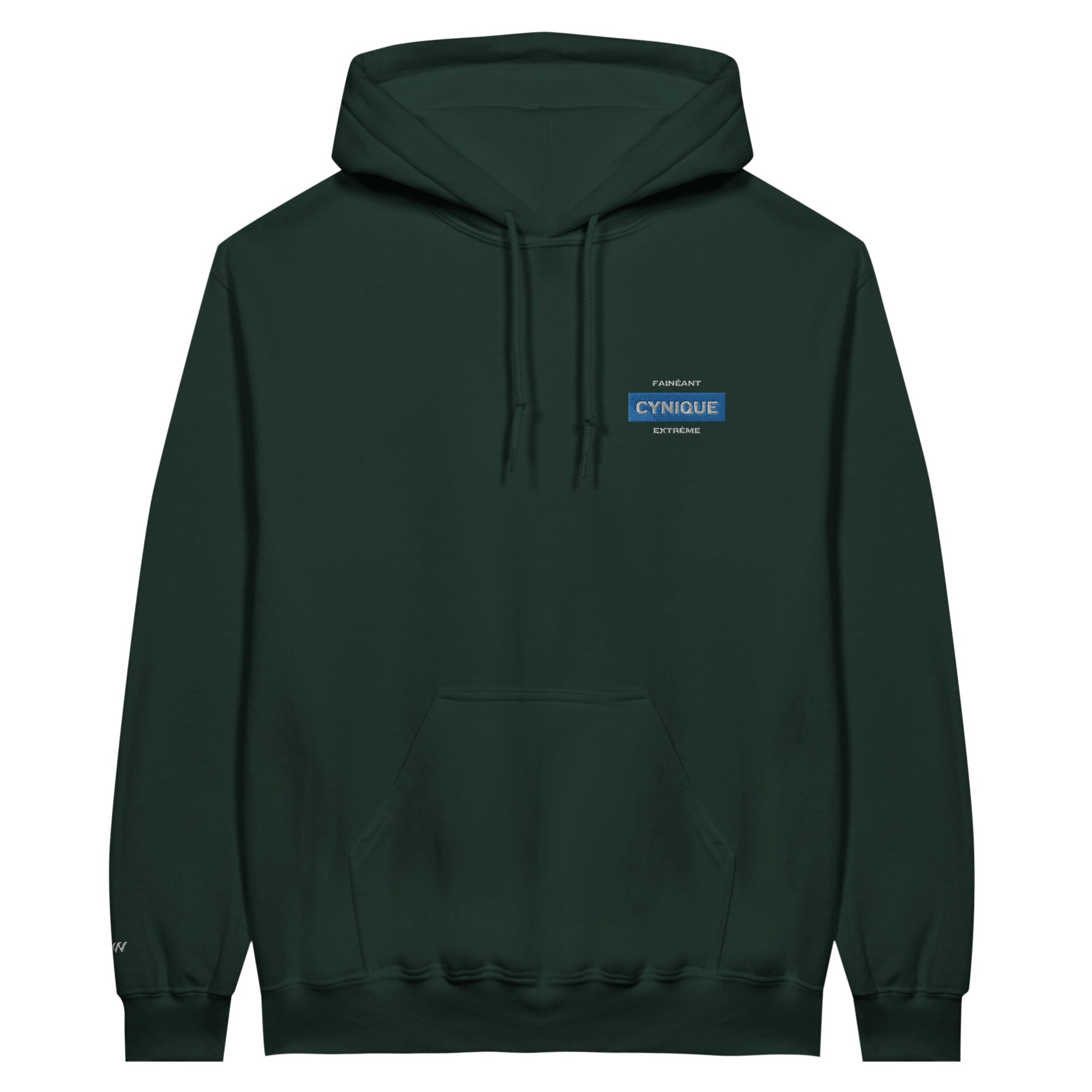 sweat vert sapin fainéant cynique extreme brodé référence politique macron
