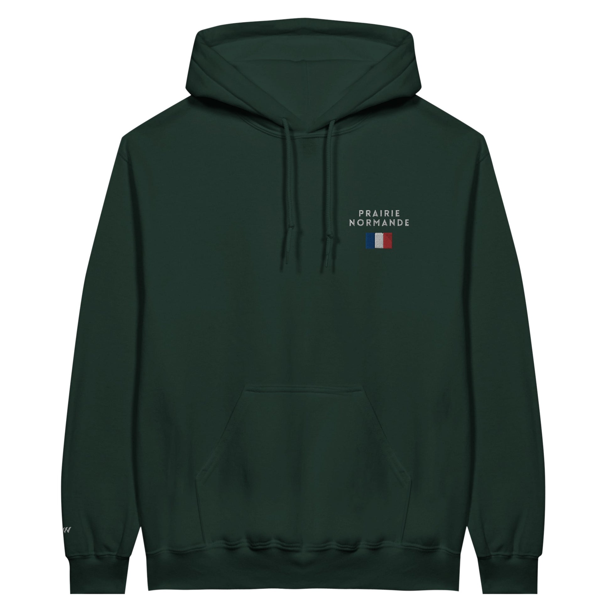 sweat vert sapin brodé prairie normande référence politique bardella