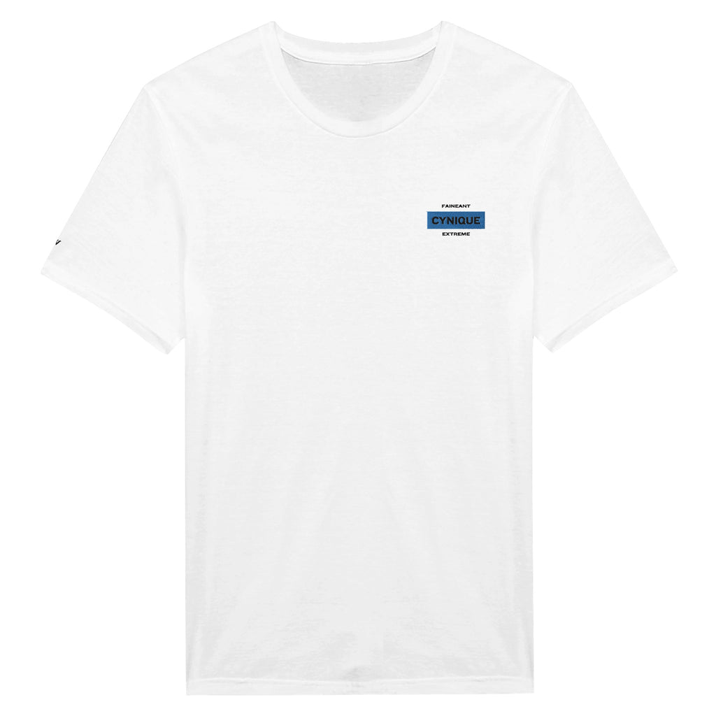 t-shirt blanc brodé fainéant cynique extreme reference politique macron