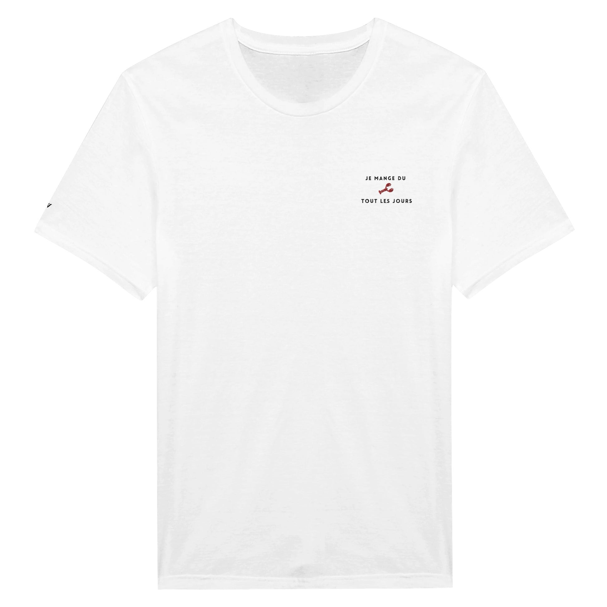 t-shirt blanc brodé je mange du homard tout les jours reference politique melenchon