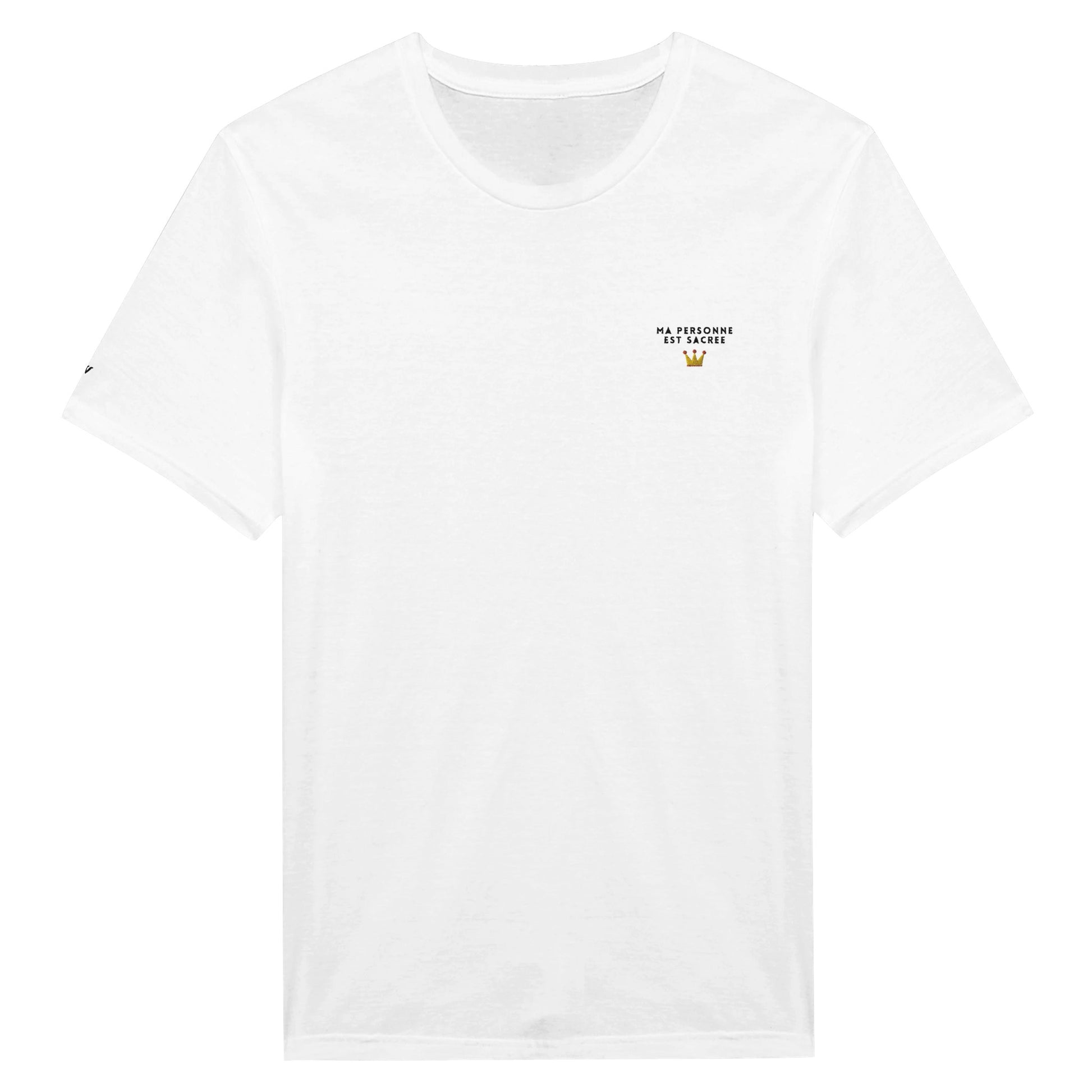 t-shirt blanc brodé ma personne est sacrée reference politique melenchon