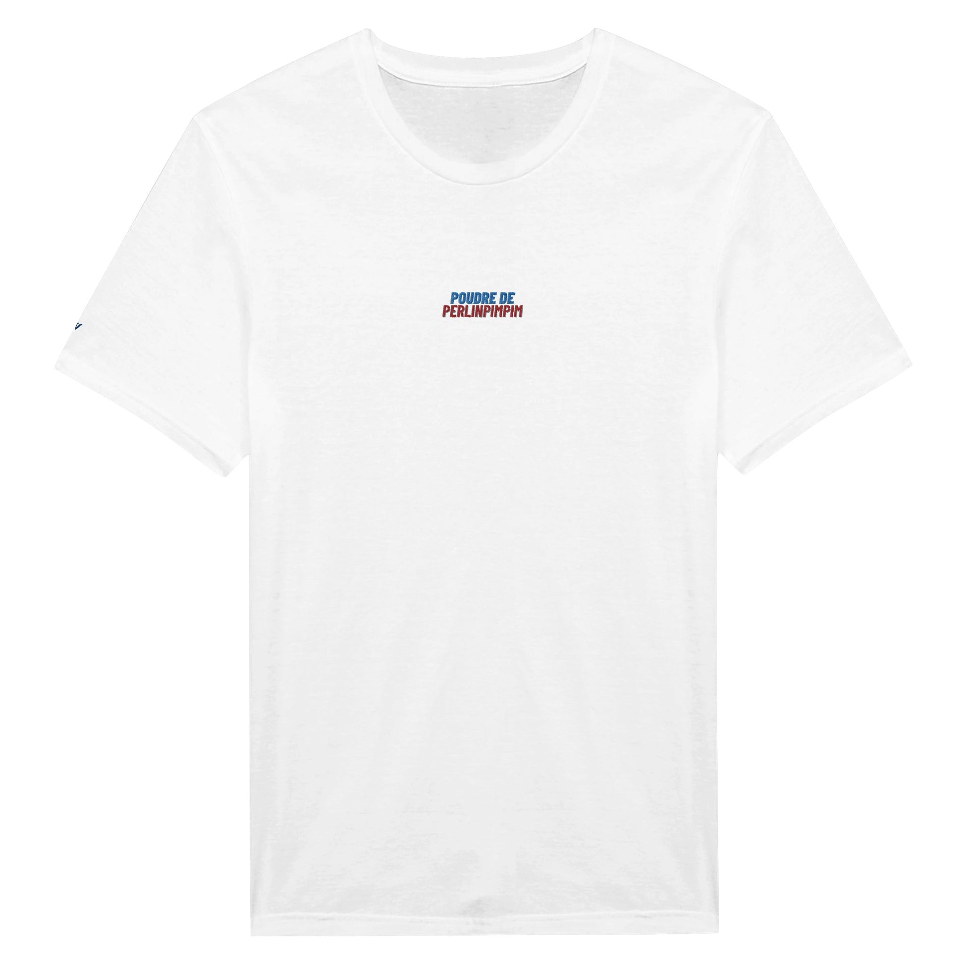 t-shirt blanc brodé poudre de perlinpimpim reference politique macron