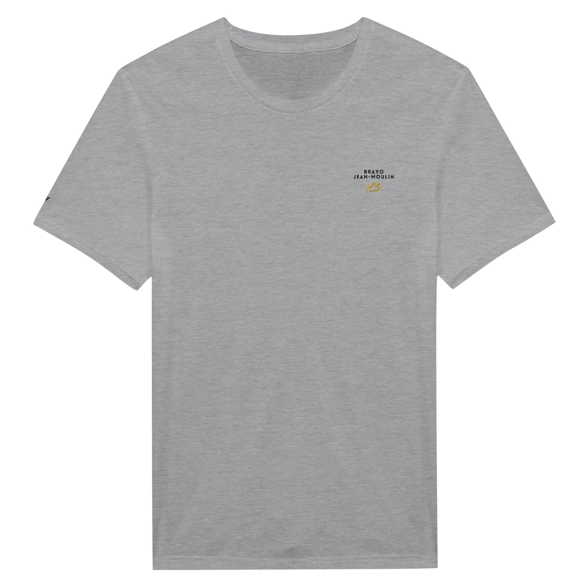 t-shirt gris clair brodé bravo jean moulin reference politique bardella