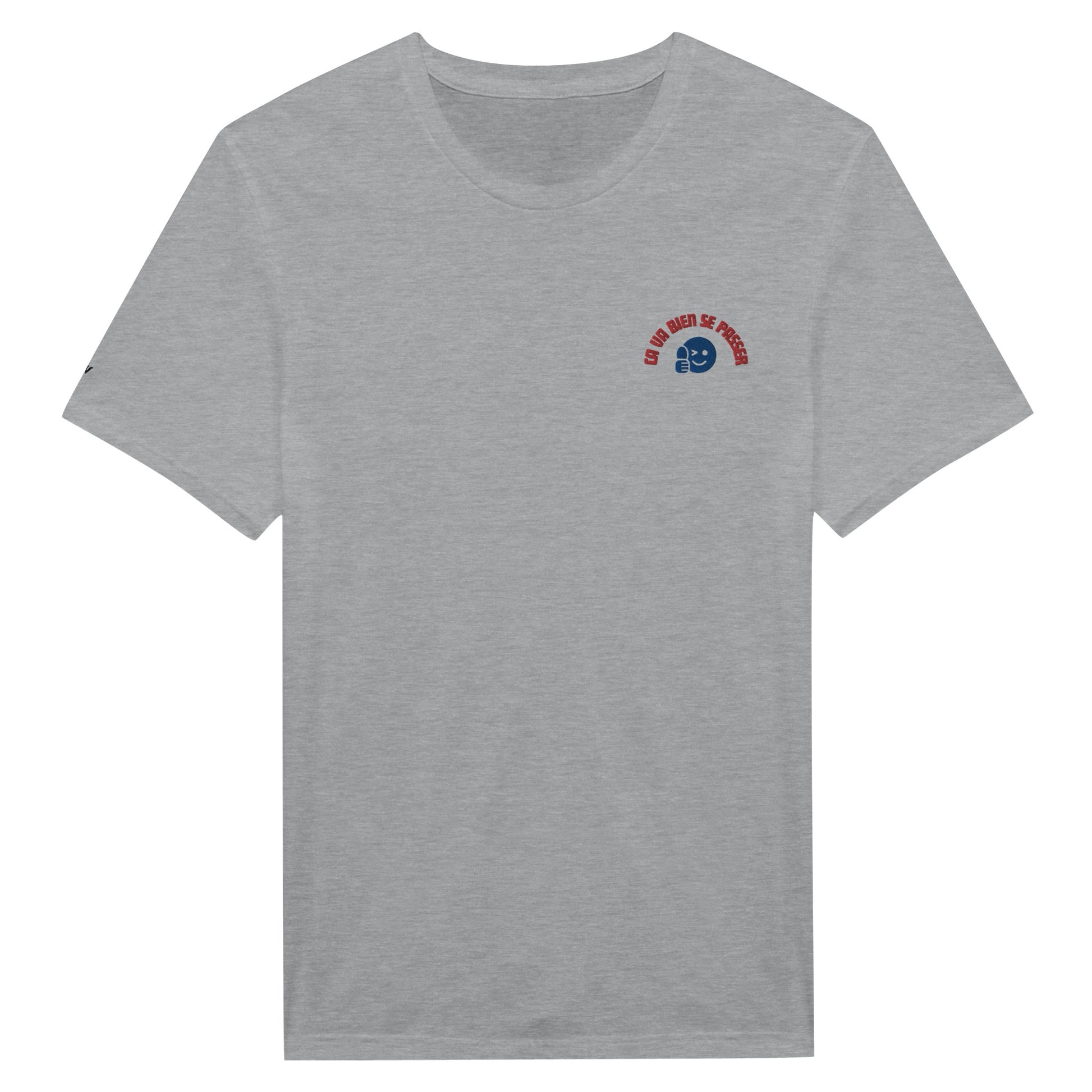 t-shirt gris clair brodé ca va bien se passer reference politique darmanin bardella