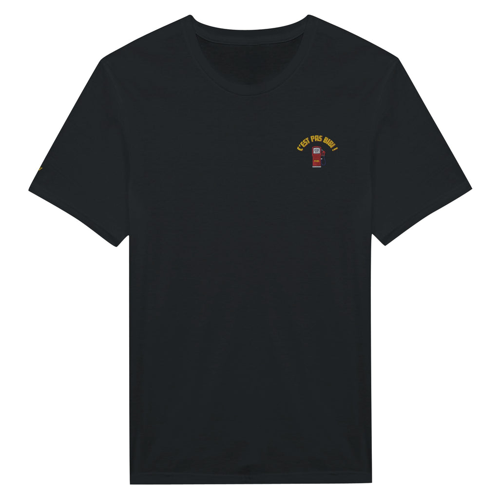 t-shirt noir brodé c'est pas bibi référence politique macron