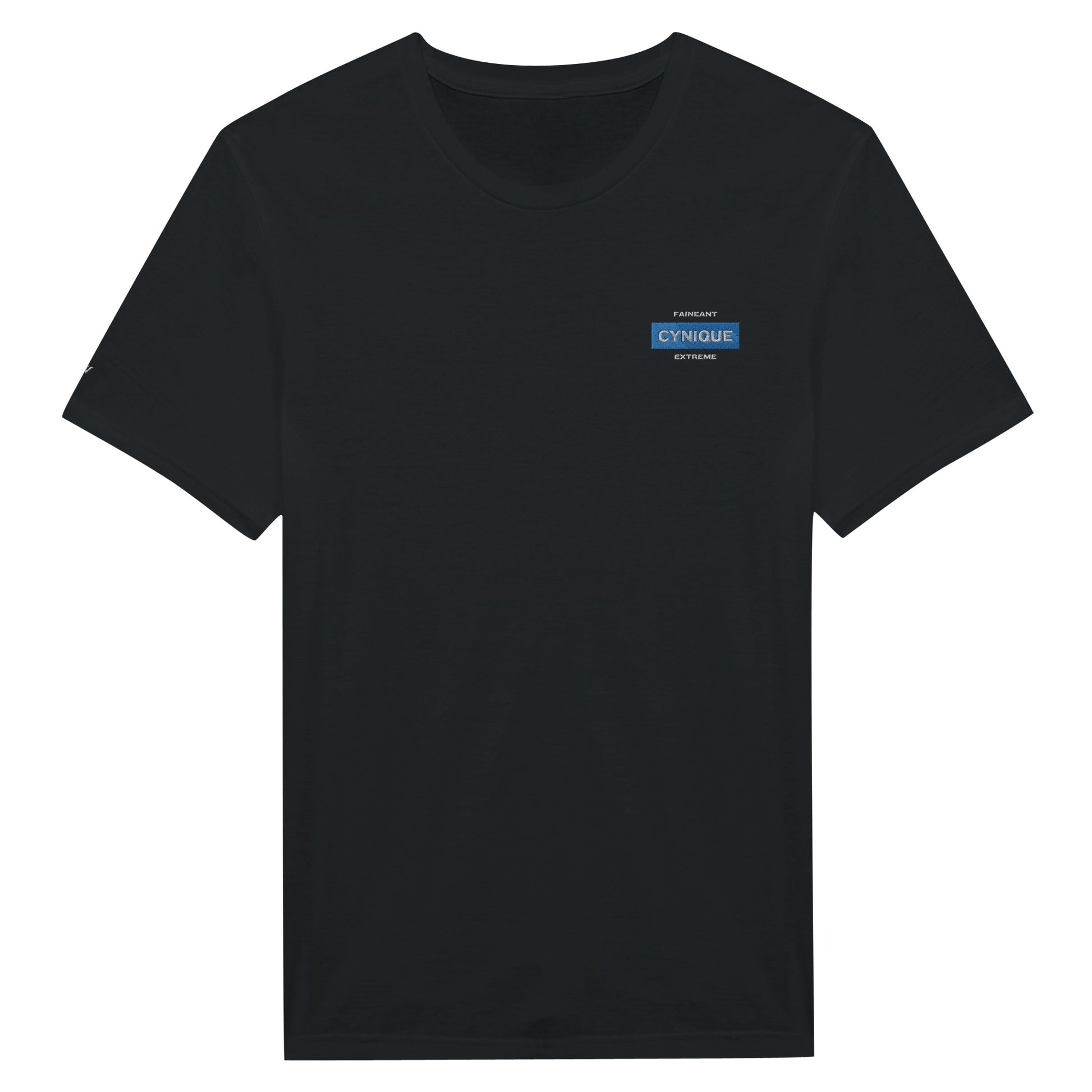 t-shirt noir brodé fainéant cynique extreme reference politique macron