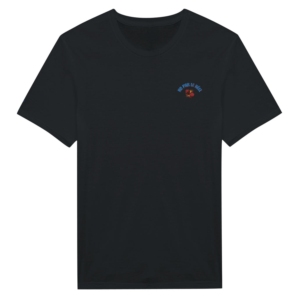 t-shirt noir brodé ko par le reel référence politique bardella