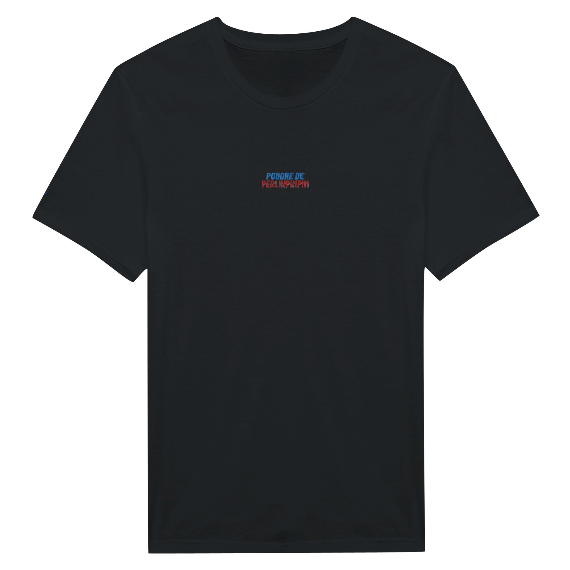 t-shirt noir brodé poudre de perlinpimpim reference politique macron