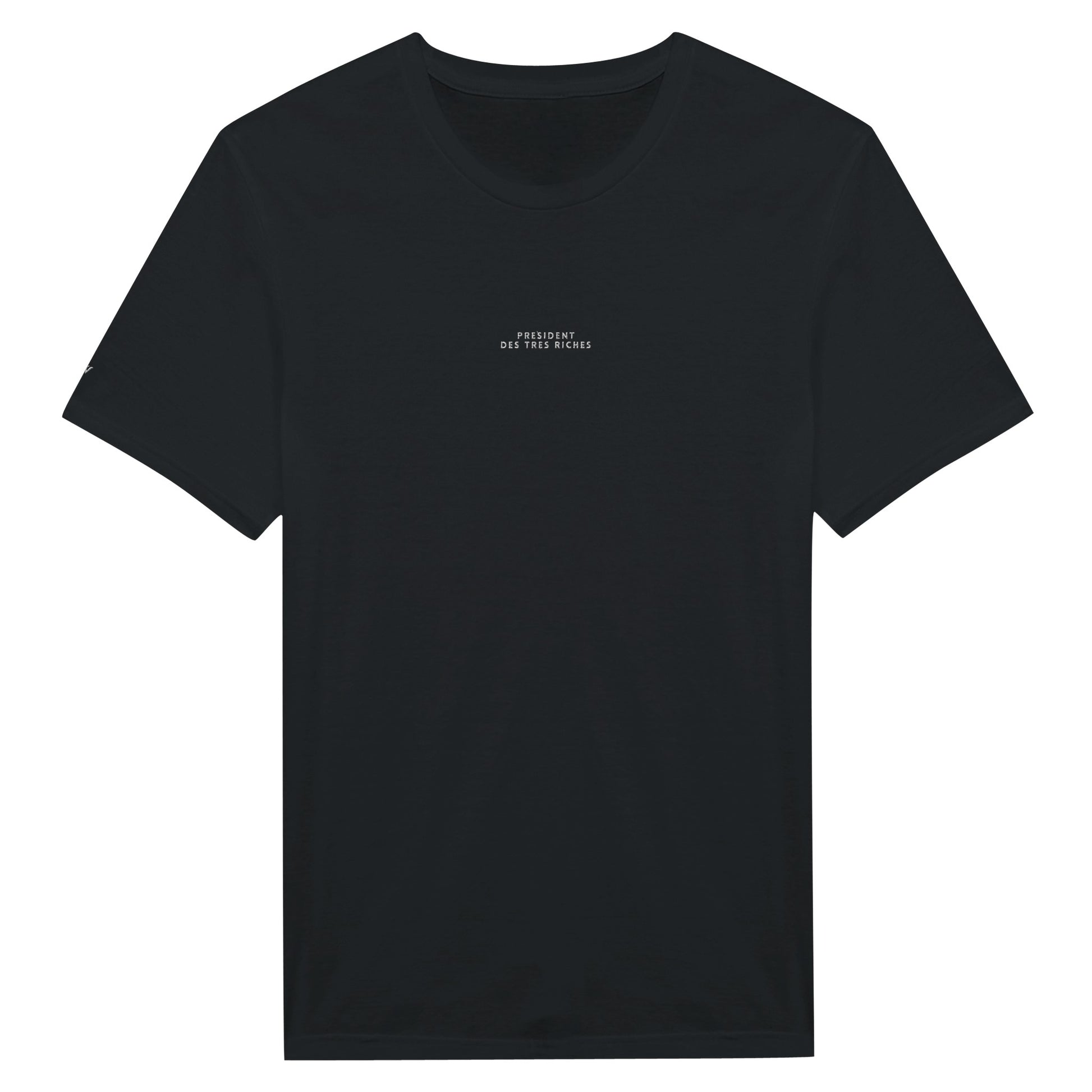 t-shirt noir brodé président des très riches référence politique macron